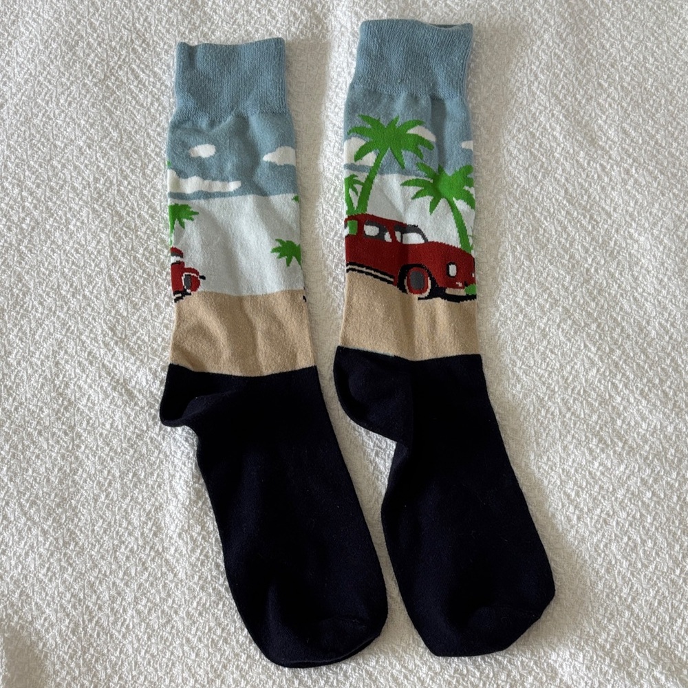 Tommy Bahama Men's Tropical Scene Socks - Blue, Red, Tan